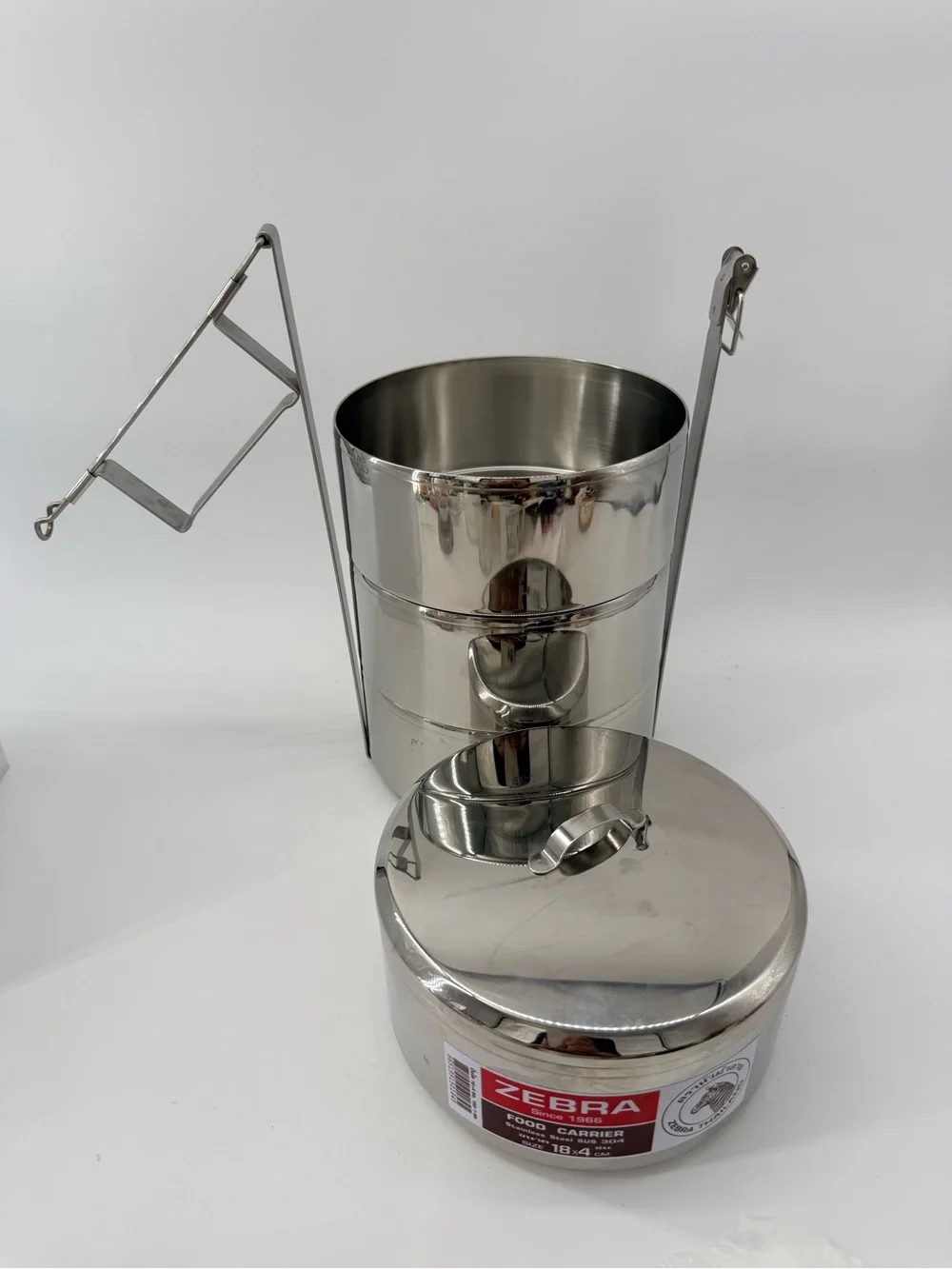 Zebra Stainless Steel 4-Tier Food Carrier - Silver